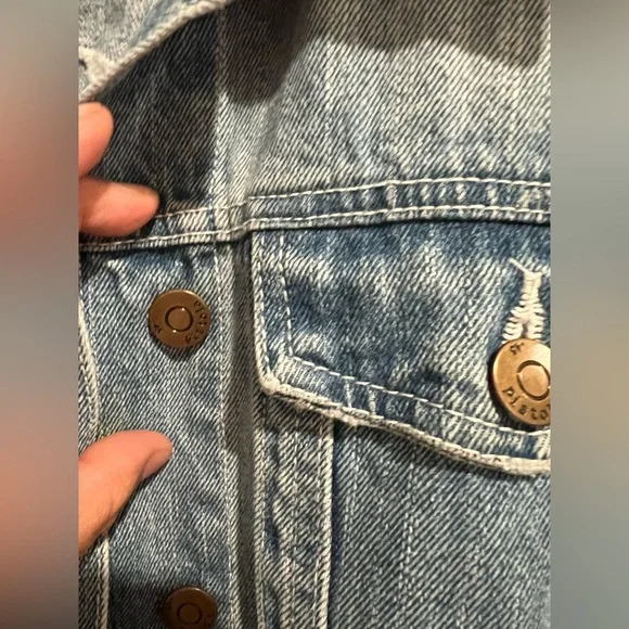 Pistola Denim Jacket with White Baby don’t cry wording - Picture 3 of 5